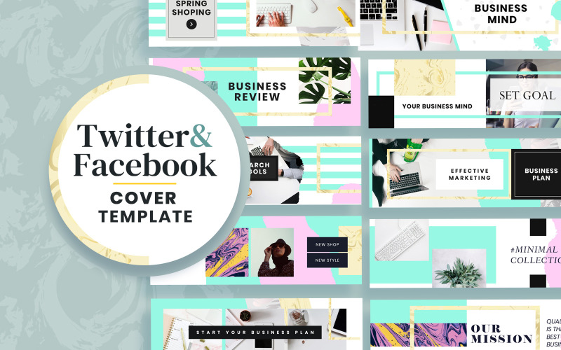 Download Шаблон для соцсетей "Facebook &amp; Twitter Cover Social Media Template" / Facebook &amp; Twitter Cover Social Media Template - Шаблон для соцсетей на тему графика twitter,facebook,cover,template,templates,banner,post,creative,modern,business,blog,magazine,fashion,shopping,promotions