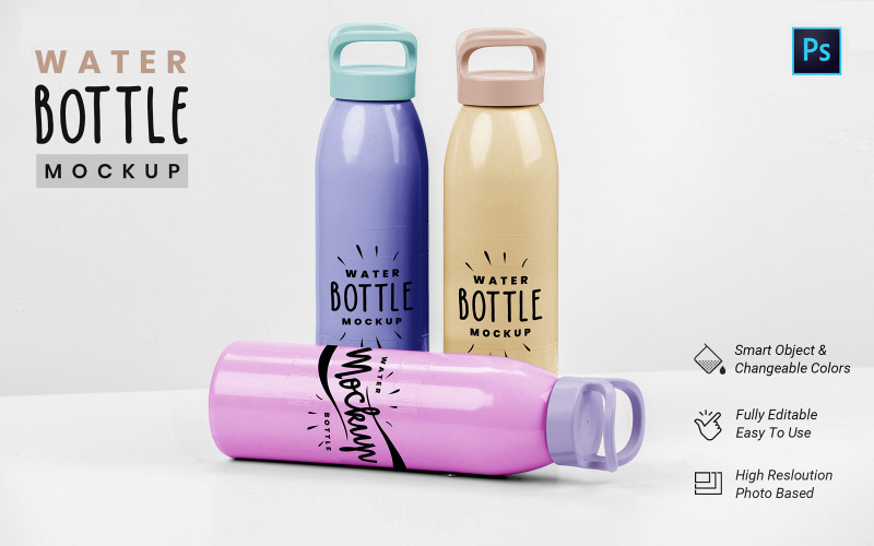 Water Bottle product mockup #146325 - TemplateMonster