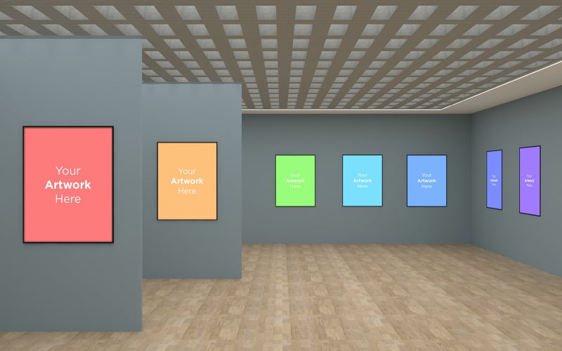Download Мокап для продукта "Art Gallery Frames  Multi Directions product mockup" / Art Gallery Frames  Multi Directions product mockup - Мокап для продукта на тему графика studio,photo,light,rendering,concept,architecture,wall,mockup,interior,gallery,white,room,art,empty,space,picture,mock,up,blank,exhibition