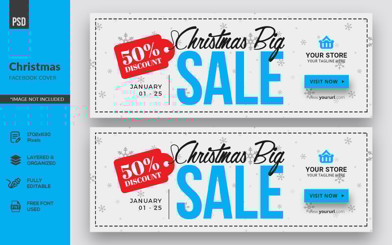 Download Шаблон для соцсетей "Christmas Facebook Cover Social Media Template" / Christmas Facebook Cover Social Media Template - Шаблон для соцсетей на тему графика merry christmas,christmas,facebook cover,store,sale banner,shopping,sale,seasons,friday,fashion,social media,banner template,social,fb,timeline,cover page,discount,design,template,modern