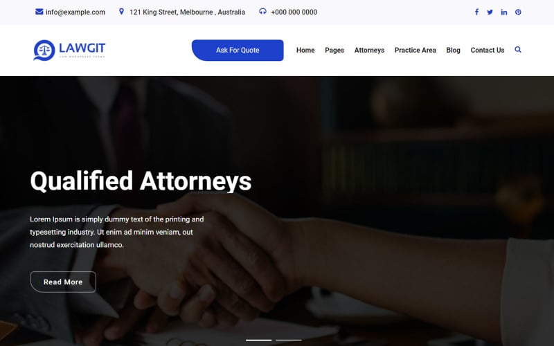 LawGit Jog, ügyvéd és ügyvéd WordPress téma