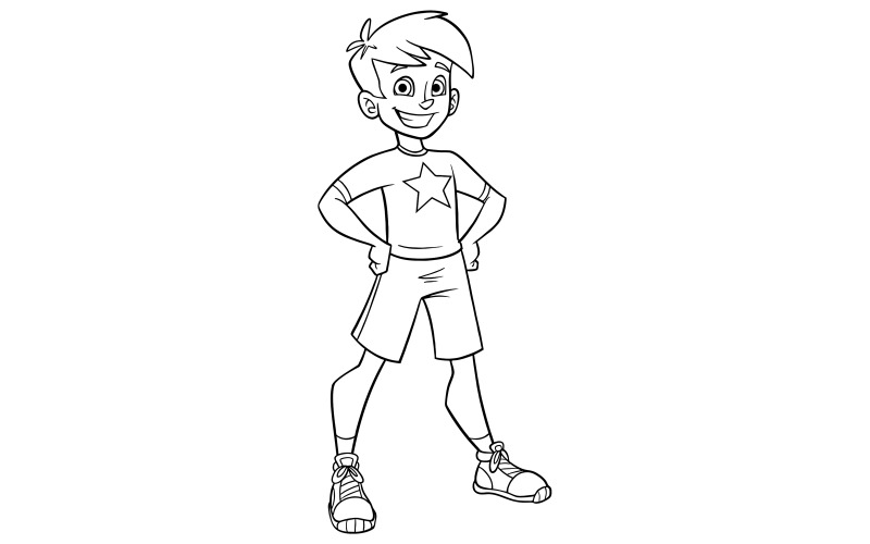 Little Boy Line Art - Ilustración