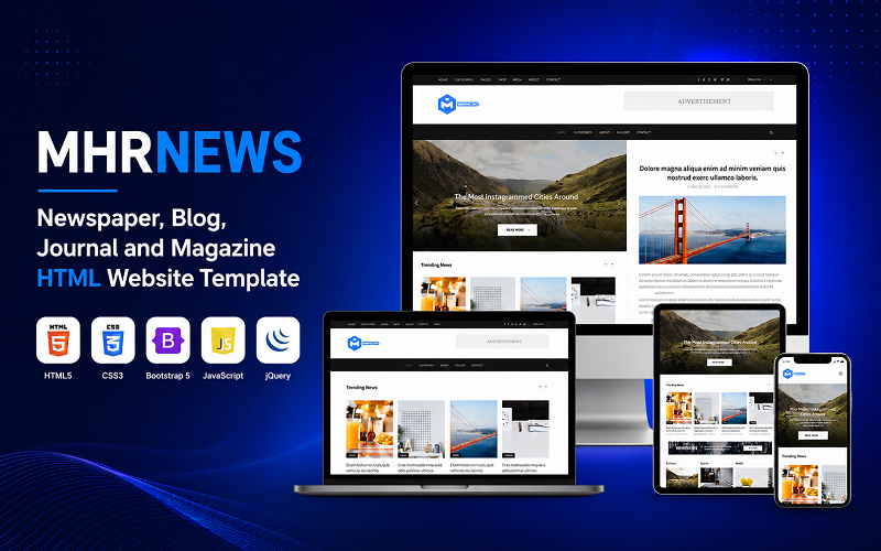 MhrNews - HTML-шаблон веб-сайту для газет, блогів, журналів та журналів