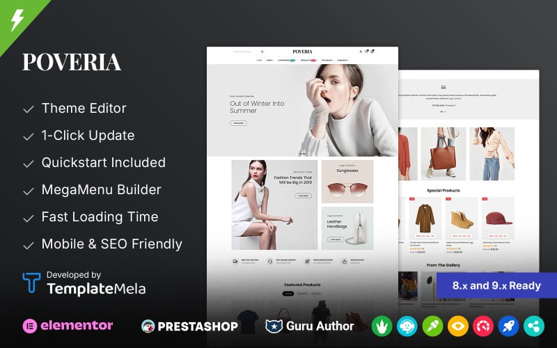 Poveria - Sklepy z modą i akcesoriami Wielofunkcyjny motyw PrestaShop