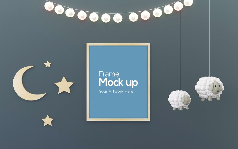 Download Мокап для продукта "Sheep and Lights Hanging kids Photo Frame product mockup" / Sheep and Lights Hanging kids Photo Frame product mockup - Мокап для продукта на тему графика childhood,cute,boy,girl,decorative,decor,table,children,photo,floor,toy,home,mockup,blank,room,frame,poster,child,wall,art