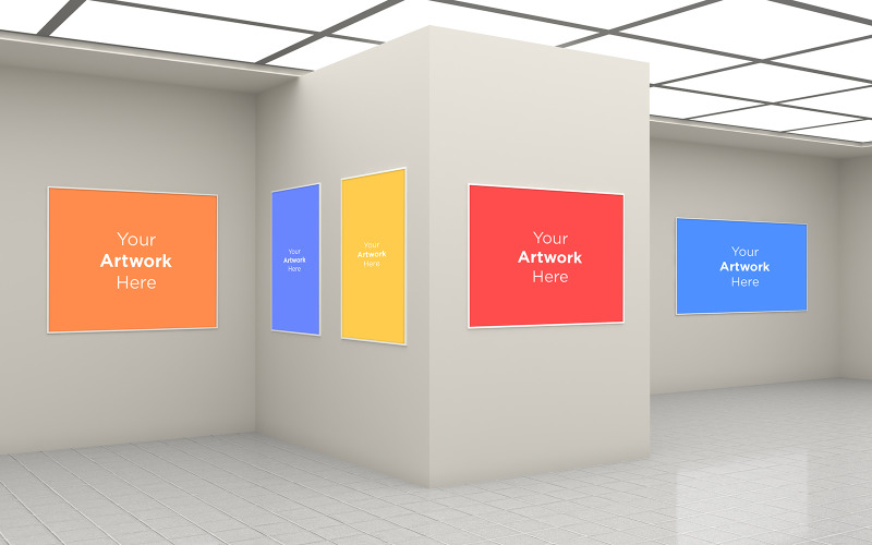 艺术画廊框架多方向产品模型
