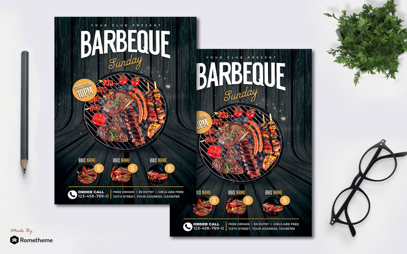 Download Фирменный стиль "Barbeque - Flyer MR - Corporate Identity Template" / Barbeque - Flyer MR - Corporate Identity Template - Фирменный стиль на тему графика barbeque,flyer,brochure,banner,promotion,invitation,business,services,discount,3d,print,design,food,culinary,modern