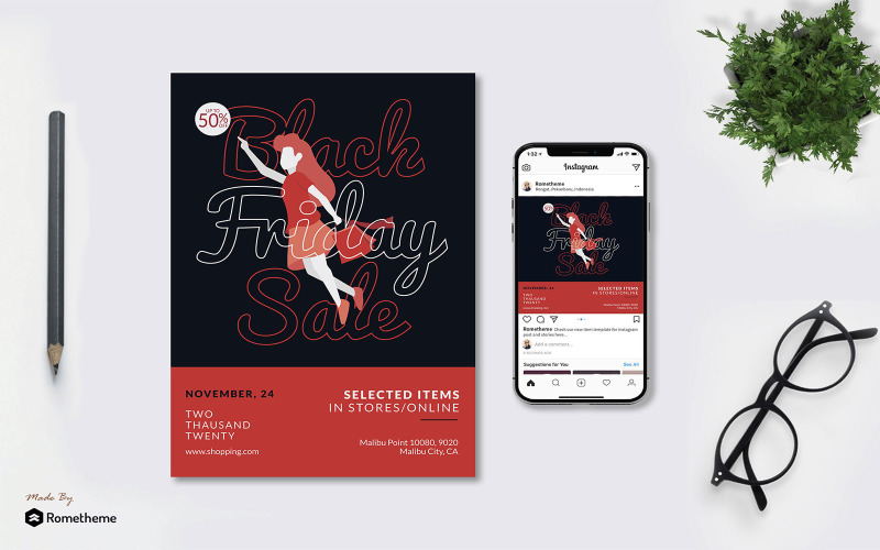 Download Фирменный стиль "Black Friday Sale - Flyer &amp; Instagram Post GR - Corporate Identity Template" / Black Friday Sale - Flyer &amp; Instagram Post GR - Corporate Identity Template - Фирменный стиль на тему графика a4,banner,black,brochure,business,discount,event,flyer,friday,product,promotion,sale,season,shoppingdeal no