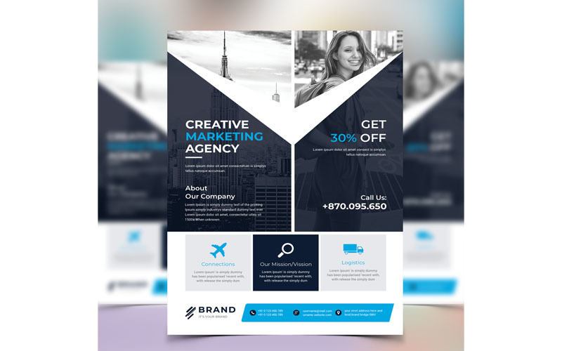 Download Фирменный стиль "Brand - Best Creative Business Flyer - Corporate Identity Template" / Brand - Best Creative Business Flyer - Corporate Identity Template - Фирменный стиль на тему графика flyer,corporate,corporate flyer,creative flyer,travel flyer,creative business card,corporate card,liflet,computer,internet,stationery,id kit,blue,official,symple,green,professional,modern