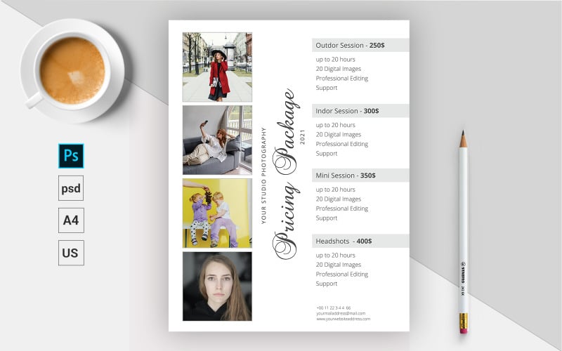Guide de tarification de la photographie - Modèle d'identité d'entreprise