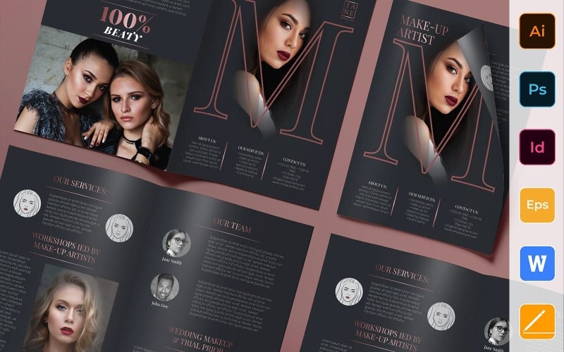 Makeup Artist Brochure Bifold - Corporate Identity Template