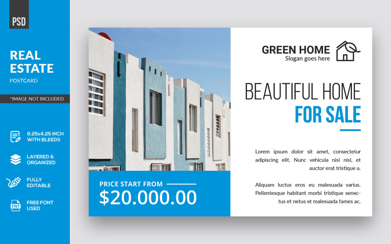 Download Фирменный стиль "Real Estate Postcard - Corporate Identity Template" / Real Estate Postcard - Corporate Identity Template - Фирменный стиль на тему графика real estate,hotel,landmarks,postcard,estate,real,building,concept,card,home,house,business,template,decoration,city,apartment,marketing,promotion,advertising