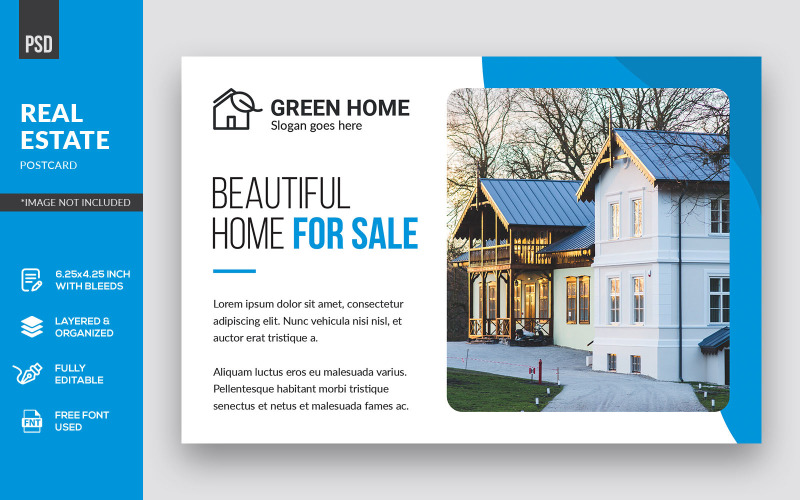 Download Фирменный стиль "Real Estate Postcard - Corporate Identity Template" / Real Estate Postcard - Corporate Identity Template - Фирменный стиль на тему графика real estate,hotel,landmarks,postcard,estate,real,building,concept,card,home,house,business,template,decoration,city,apartment,marketing,promotion,advertising