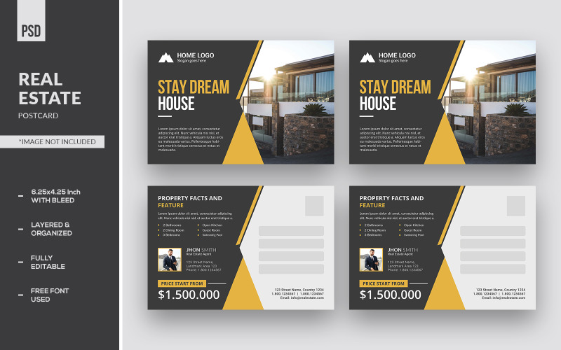 Stay Dream House Immobilien Postkarte - Corporate Identity Vorlage