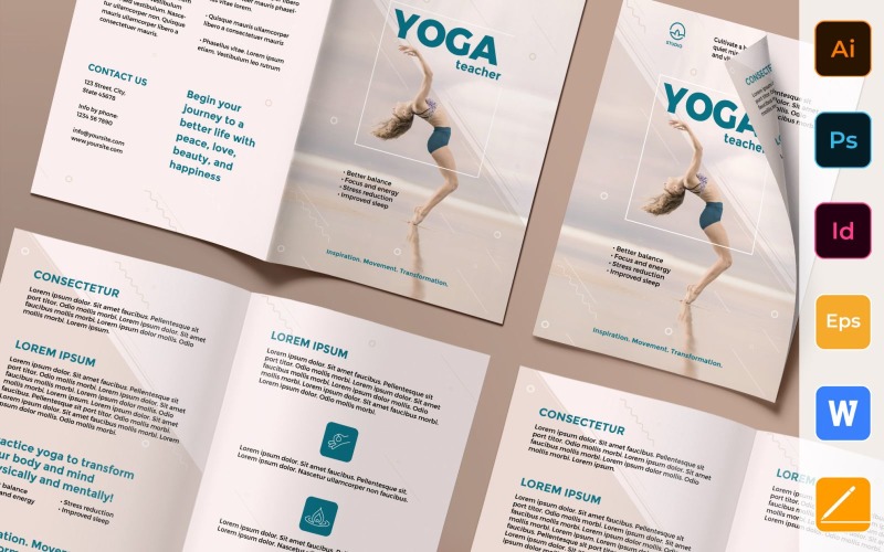 Yoga Instructor Brochure Bifold Corporate Identity Template