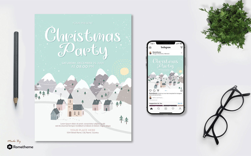 Download Фирменный стиль "Christmas Party Vol.02 - Flyer AS - Corporate Identity Template" / Christmas Party Vol.02 - Flyer AS - Corporate Identity Template - Фирменный стиль на тему графика banner,print,design,business,party,promotion,christimast,event,music,celebrate