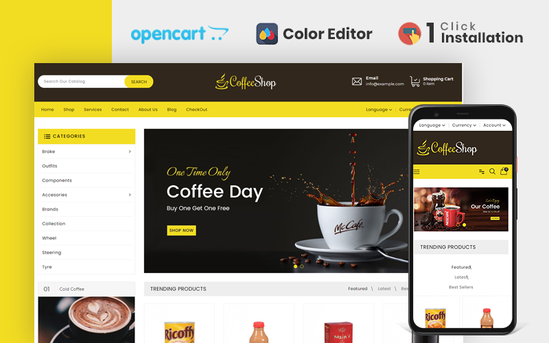 напитки и напитки магазин шаблон opencart