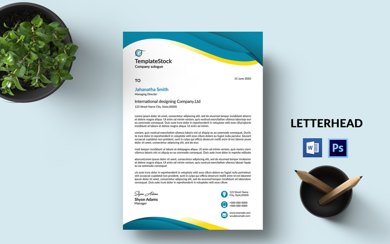 Download Фирменный стиль "Letterhead Design - Corporate Identity Template" / Letterhead Design - Corporate Identity Template - Фирменный стиль на тему графика letterhead,template,design,business,clean,minimal,a4,ms word,docx,creative,simple,psd,company,corporate
