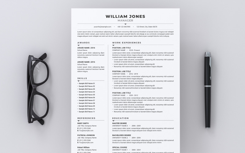 Download Фирменный стиль "Minimal Resume Layout - Corporate Identity Template" / Minimal Resume Layout - Corporate Identity Template - Фирменный стиль на тему графика clean,cv,elegant,minimal,modern,professional,skill,template,job,manager