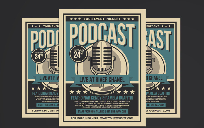 Download Фирменный стиль "Podcast Live Flyer - Corporate Identity Template" / Podcast Live Flyer - Corporate Identity Template - Фирменный стиль на тему графика announcer,audio,banner,broadcast,broadcasting,communication,corona podcast,entertainment,equipment,facebook,flyer,instagram,instagram post,live broadcast,online,podcast,radio,social media,spe