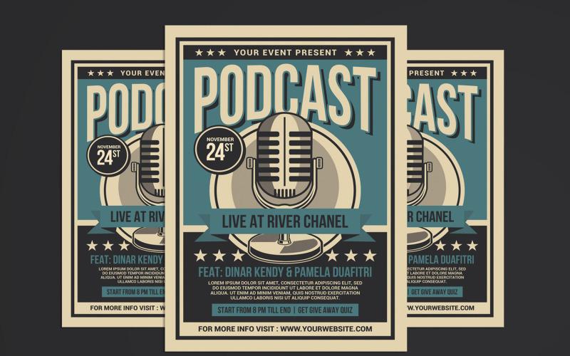 Podcast Live Flyer - Modèle d'identité d'entreprise