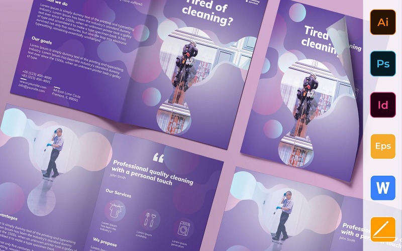 Reinigingsservicebrochure tweevoudig - huisstijlsjabloon