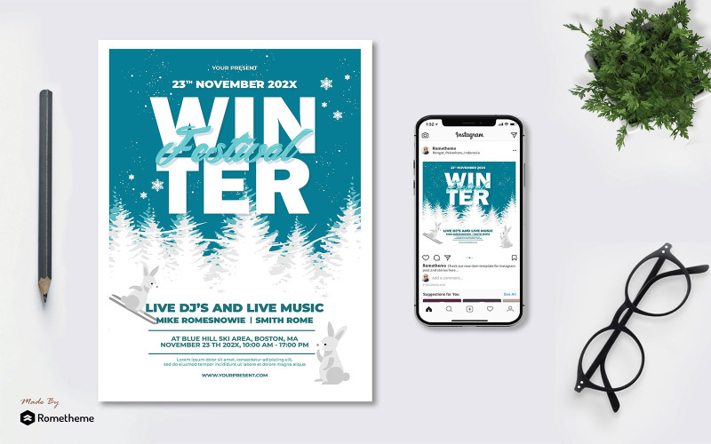 Download Фирменный стиль "Winter Festival - Flyer AS - Corporate Identity Template" / Winter Festival - Flyer AS - Corporate Identity Template - Фирменный стиль на тему графика christmas,event,festival,flyer,frozen,illustration,invitation,modern,party,poster,season,simple,snow,sock,template,tree,vector,winter