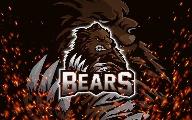 Download Шаблон логотипа "Bears - Esport  YR Logo Template" / Bears - Esport  YR Logo Template - Шаблон логотипа на тему графика animals,bear,beras,creative,design,esport,gaming,illustration,logo,logos,mascot,mask,orange,placeit,scare,scary,squad,team,wild