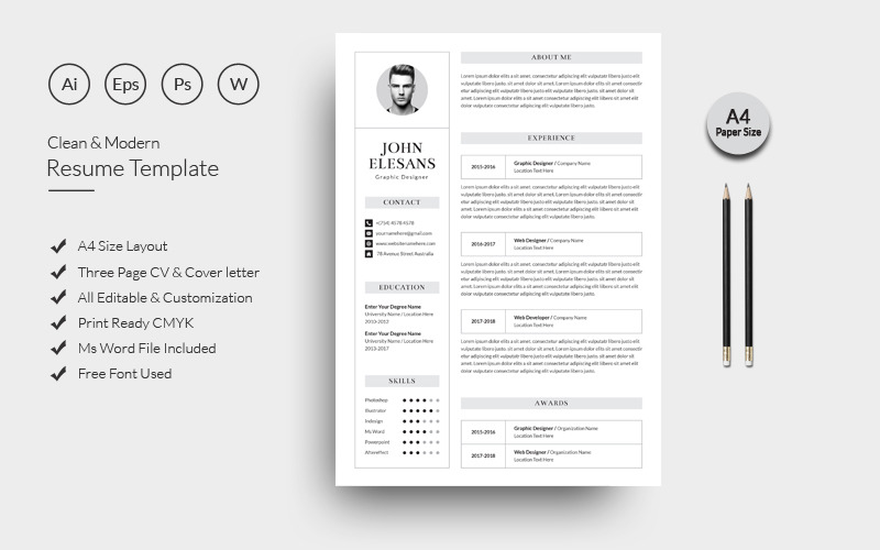 Download Резюме "Classic Elesans Resume Template" / Classic Elesans Resume Template - Резюме на тему графика resume,cv,clean resume,creative resume,word resume,infographic resume,modern resume,professional resume,student resume,resume mac pages,manager cv template,bankers resume,doctors resume,job s