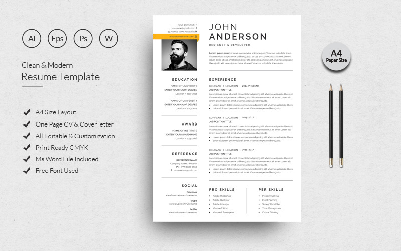 Download Резюме "Clean Two Pages Resume Template" / Clean Two Pages Resume Template - Резюме на тему графика resume,cv,clean resume,creative resume,word resume,infographic resume,modern resume,professional resume,student resume,resume mac pages,manager cv template,bankers resume,doctors resume,job s