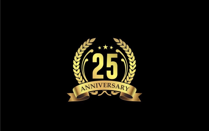 25岁生日周年纪念徽标模板