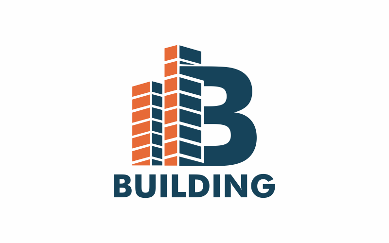 Modello di logo della lettera b dell'edificio