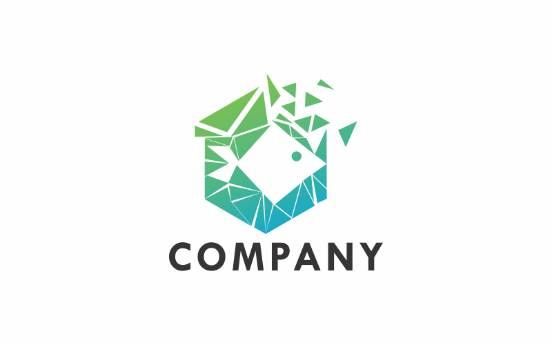 Modelo de logotipo digital de peixe hexágono