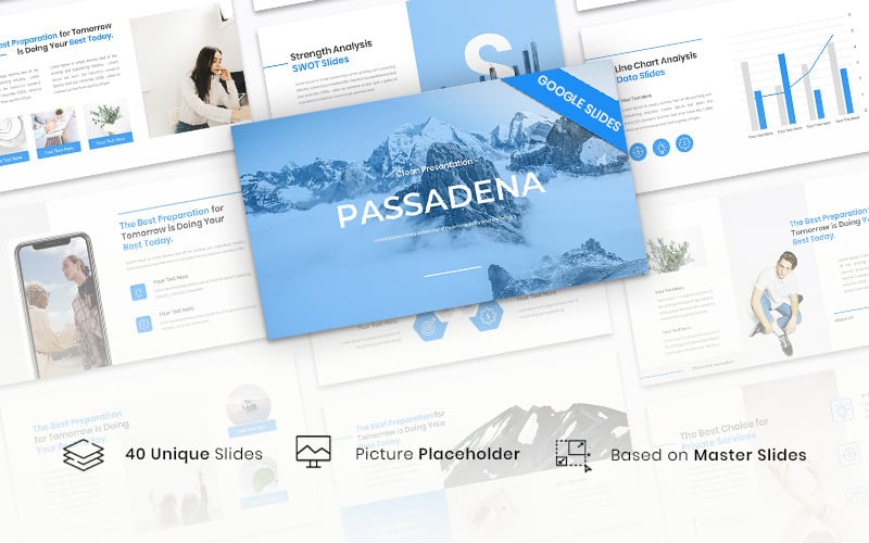 Passadena - Bereinigen Sie Vorlage Google Slides