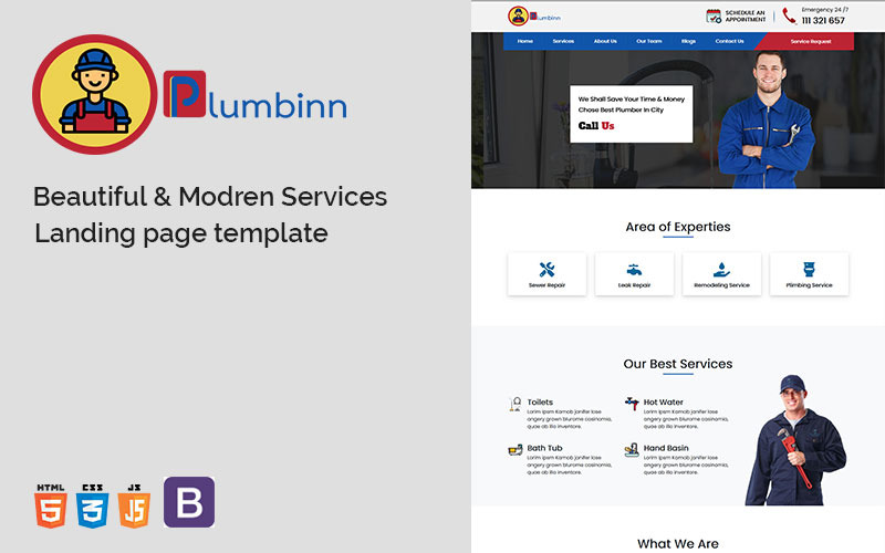 Plumber &amp; Repairing Services Landing Page Template