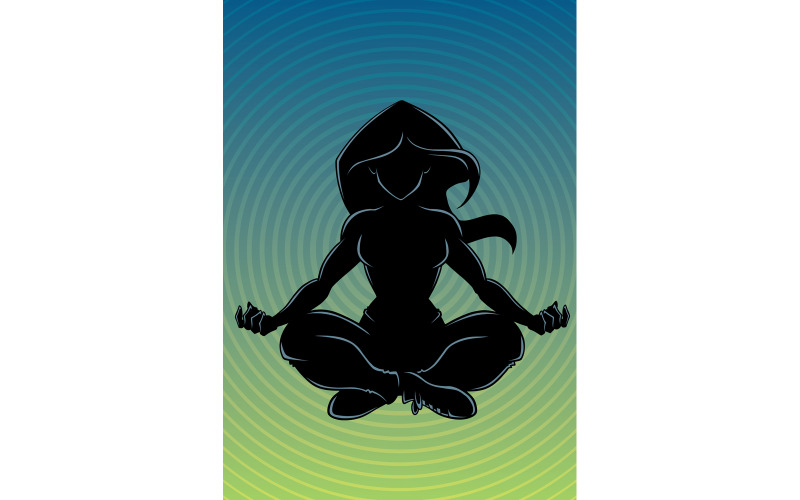 Download Иллюстрация "Meditating Woman Background Silhouette - Illustration" / Meditating Woman Background Silhouette - Illustration - Иллюстрация на тему графика woman,yoga,zen,lotus,meditation,pose,position,silhouette,cartoon,character,concentration,control,breathe,breathing,calm,modern,peaceful,positive,balance,equilibrium