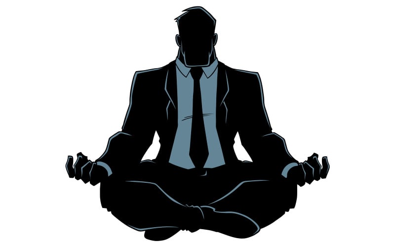 Silhueta de empresário meditando - ilustração