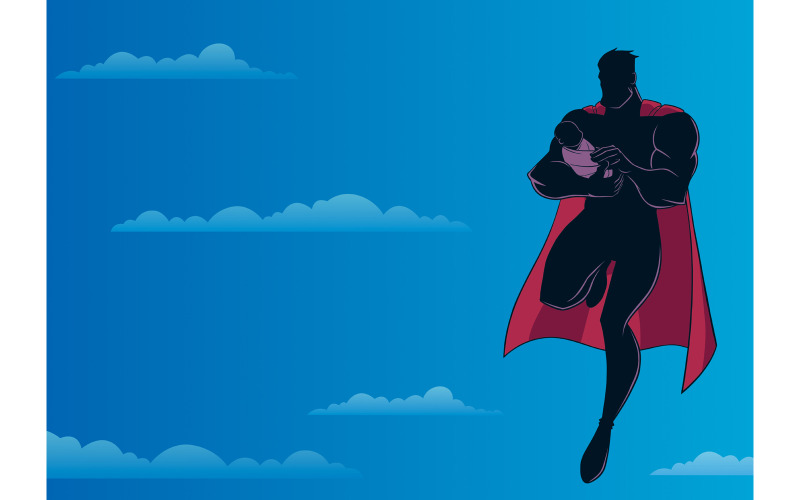 Super Dad mit Baby Sky Silhouette - Illustration