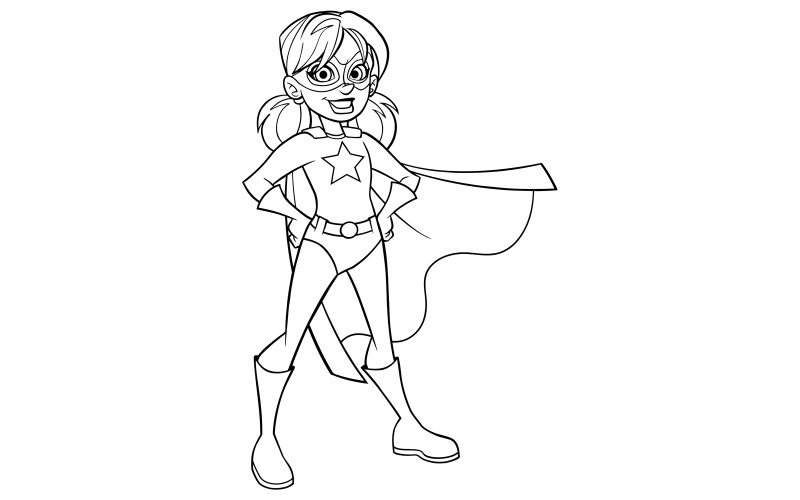 Super Girl Line Art - Illustrazione