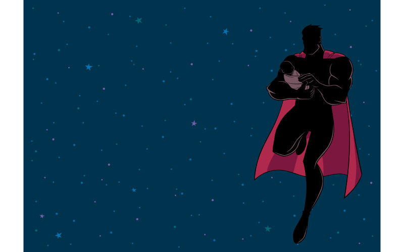 Super pappa med baby rymdkontur - illustration