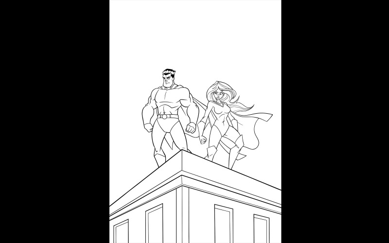 Download Иллюстрация "Superhero Couple Roof Watch Line Art - Illustration" / Superhero Couple Roof Watch Line Art - Illustration - Иллюстрация на тему графика superhero,couple,superheroine,super,hero,man,male,female,heroine,woman,girl,power,coloring,book,line art,comic book,comic,comics,comic strip,comic strips