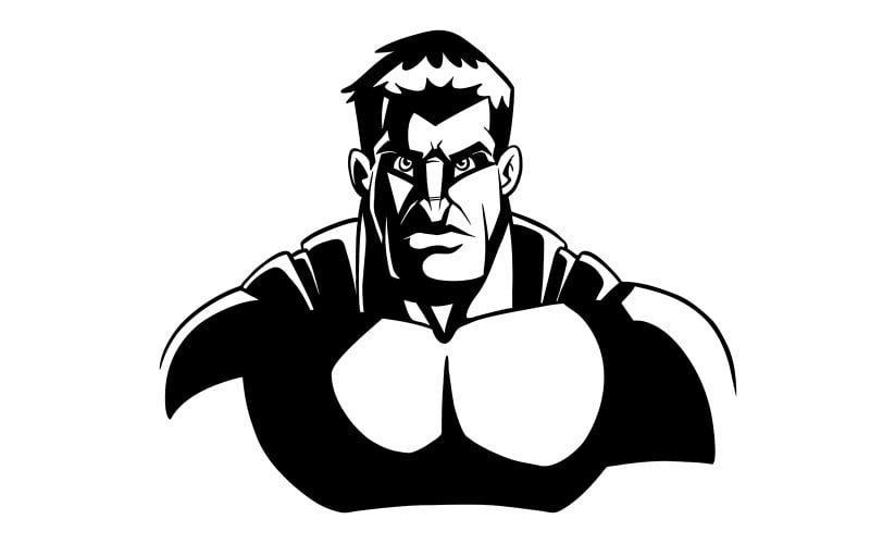 Download Иллюстрация "Superhero Dark Portrait Line Art - Illustration" / Superhero Dark Portrait Line Art - Illustration - Иллюстрация на тему графика hero,cartoon,character,superhero,power,powerful,portrait,illustration,line art,hand drawn,looking at camera,on white,isolated,white background,coloring,book,comics,comic book,comic