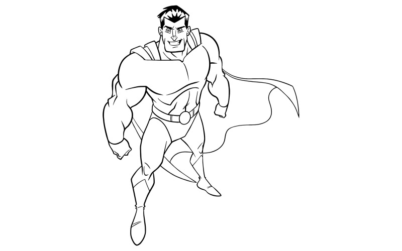 Download Иллюстрация "Superhero From Above Line Art - Illustration" / Superhero From Above Line Art - Illustration - Иллюстрация на тему графика man,cape,hero,superhero,super,power,determined,determination,muscles,muscular,athletic,powerful,energy,illustration,vector,comic,strength,comic strip,comic book,cartoon