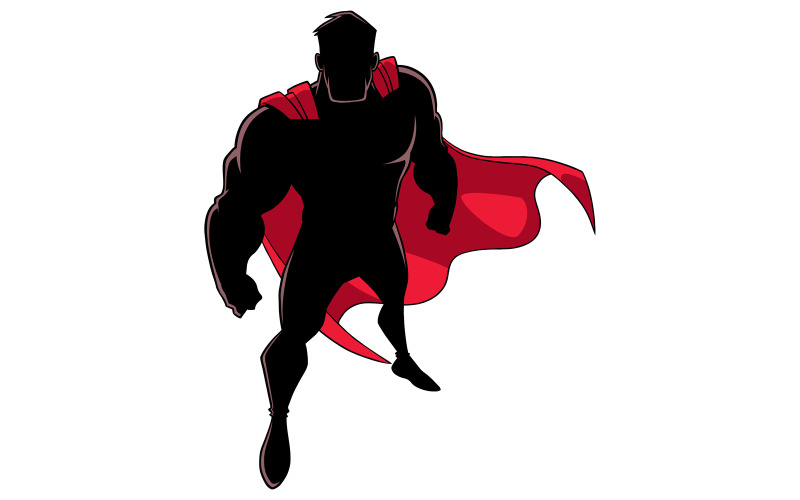 Download Иллюстрация "Superhero From Above Silhouette - Illustration" / Superhero From Above Silhouette - Illustration - Иллюстрация на тему графика man,cape,hero,superhero,super,power,silhouette,determined,determination,muscles,muscular,athletic,powerful,energy,illustration,vector,comic,strength,comic strip,comic book