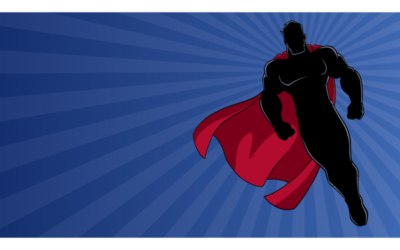 Superhjälte Flying Ray Light Background 2 Silhouette - Illustration