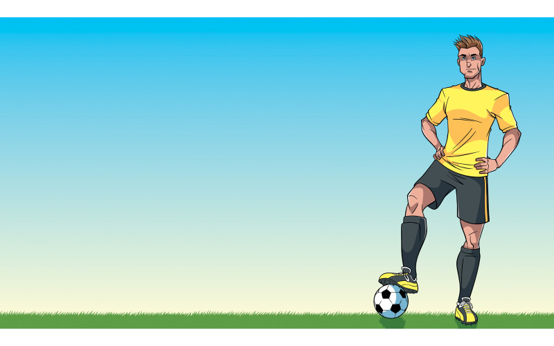 Download Иллюстрация "Football Player Background - Illustration" / Football Player Background - Illustration - Иллюстрация на тему графика man,football,soccer,player,background,wallpaper,landscape,field,grass,football field,soccer field,world cup,ball,game,match,sport,footballer,cartoon,character,standing
