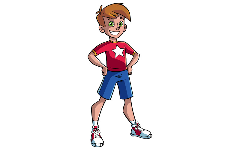 Download Иллюстрация "LITTLE-BOY - Illustration" / LITTLE-BOY - Illustration - Иллюстрация на тему графика boy,kid,child,illustration,smiling,happy,casual,summer,vector,cartoon,character,on white,white background,isolated,copy space,full length,cheerful,cute,funny,standing