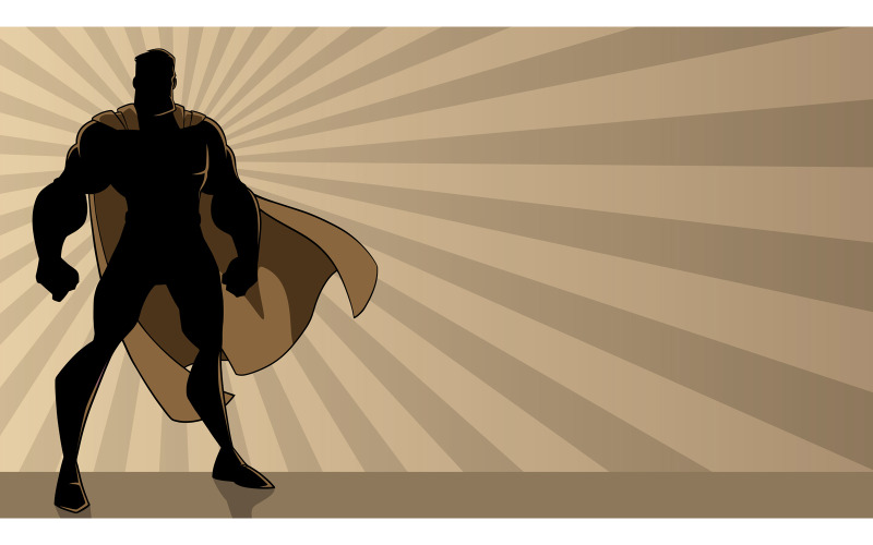 Super-héros debout Tall Ray Light Silhouette - Illustration