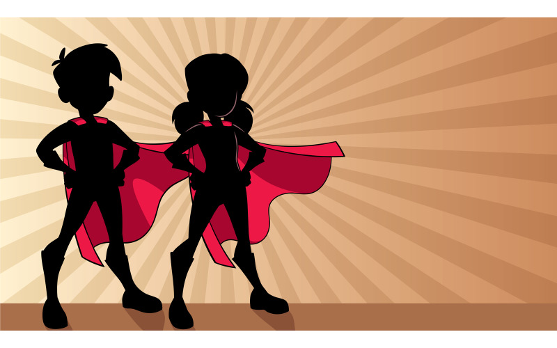 Download Иллюстрация "Super Kids Ray Light Silhouette - Illustration" / Super Kids Ray Light Silhouette - Illustration - Иллюстрация на тему графика cape,hero,heroine,super,boy,girl,kid,superhero,superheroine,child,friend,boyfriend,girlfriend,couple,brother,sister,cousin,sibling,power,powerful