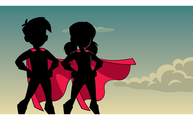 Super Kids Sky Silhouette - Ilustração